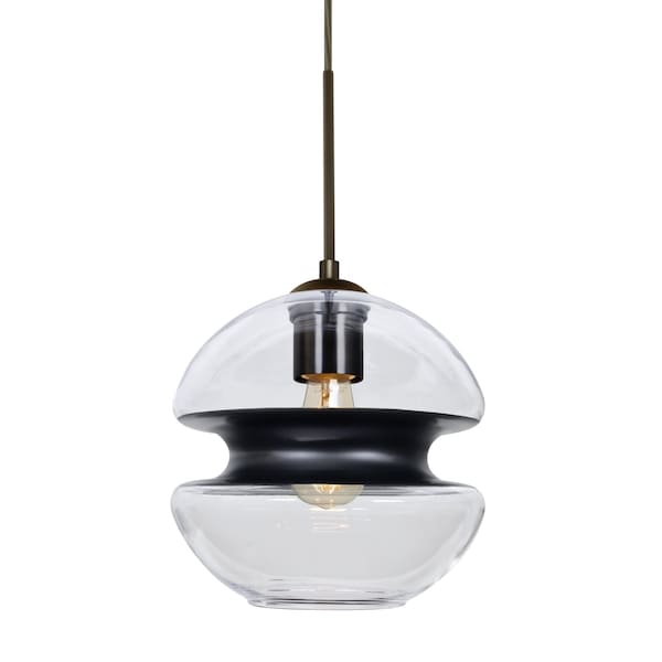 Besa Lighting Hula 8 Cord Pendant, Clear/Black, Bronze Finish, 1x7W LED Edison 1JT-HULA8BK-EDIL-BR - main